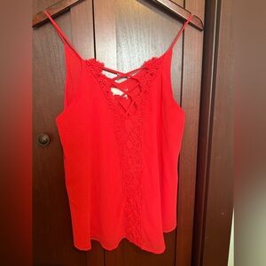 Coral Lace-Trim V-Neck Women's Top